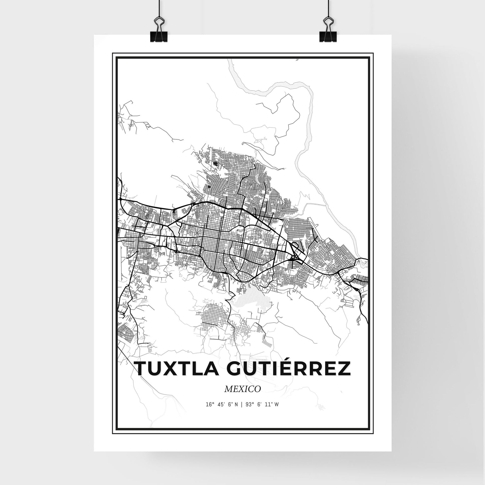 Tuxtla Gutiérrez Mexico - Premium City Map Poster