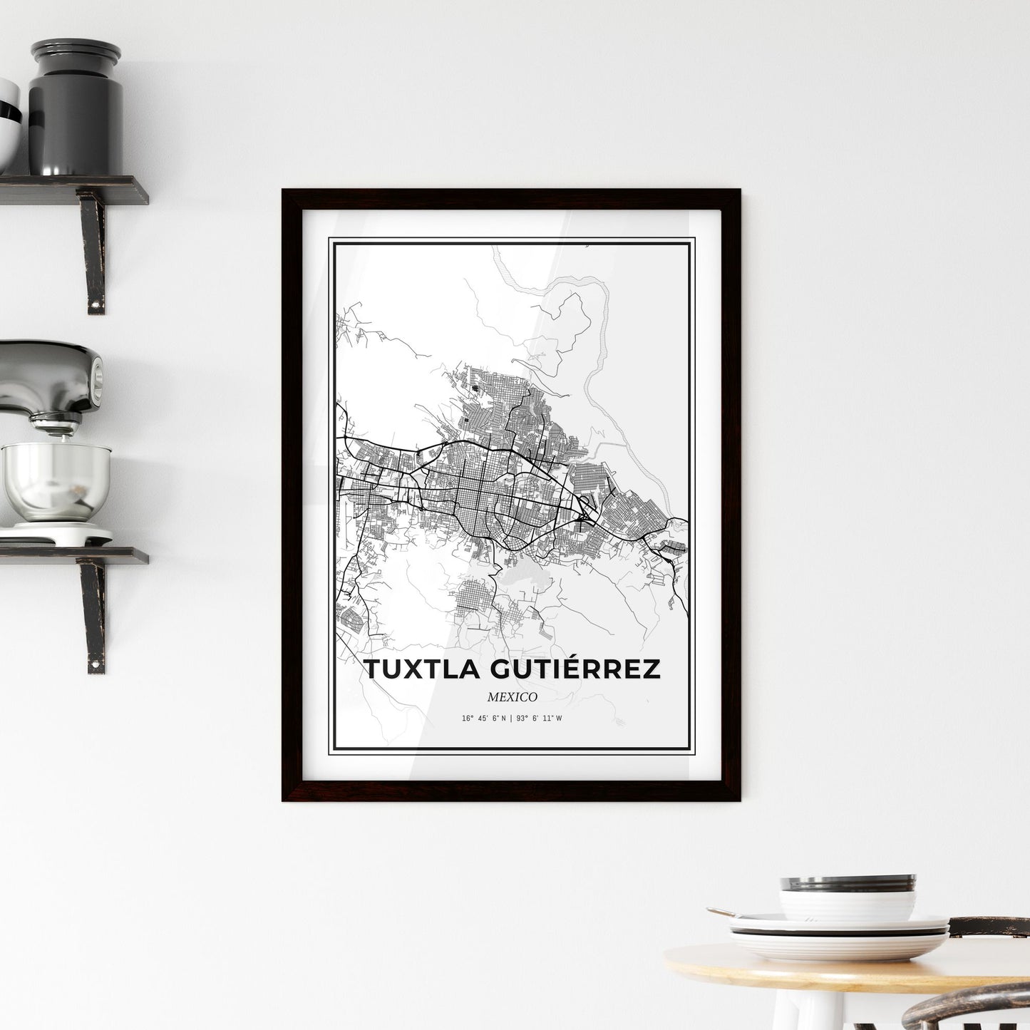 Tuxtla Gutiérrez Mexico - Minimal City Map