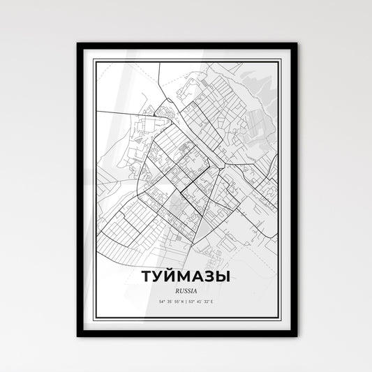 Tuymazy Russia - Scandinavian Style City Map for Modern Home Decor