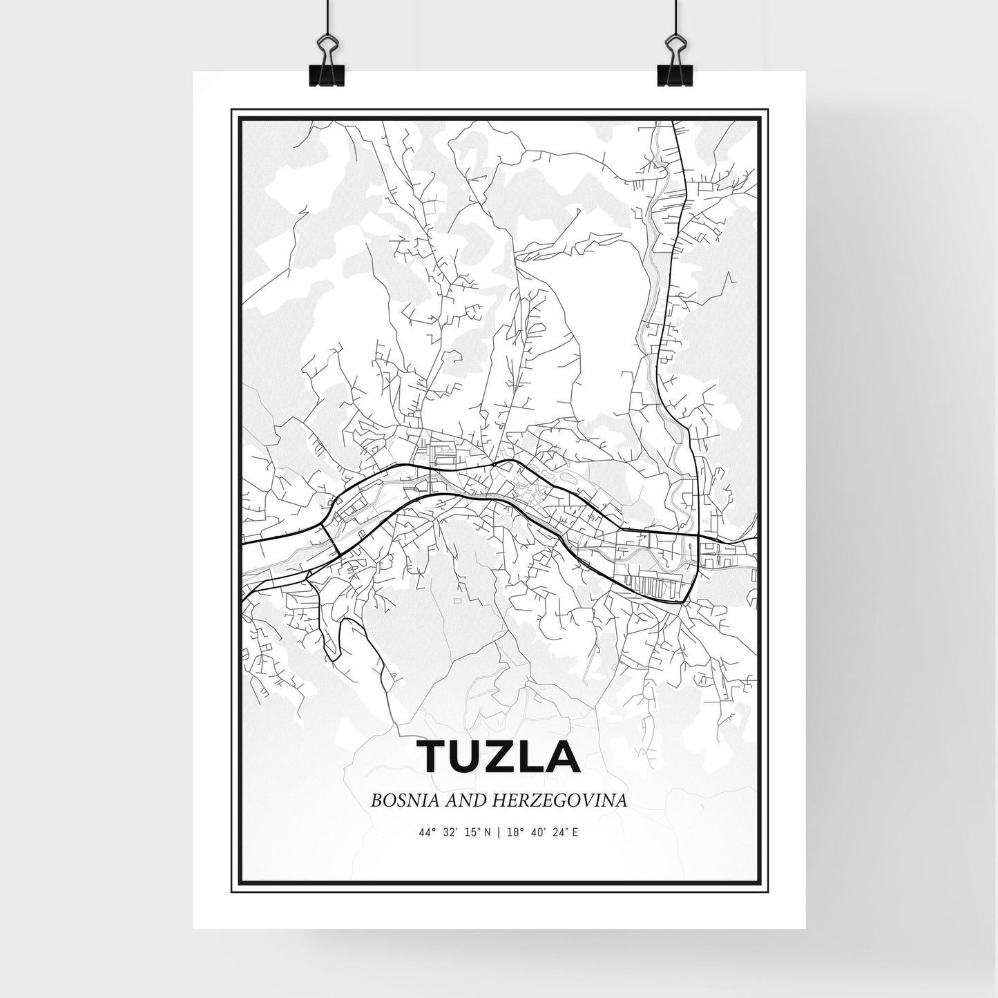 Tuzla Bosnia and Herzegovina - Premium City Map Poster