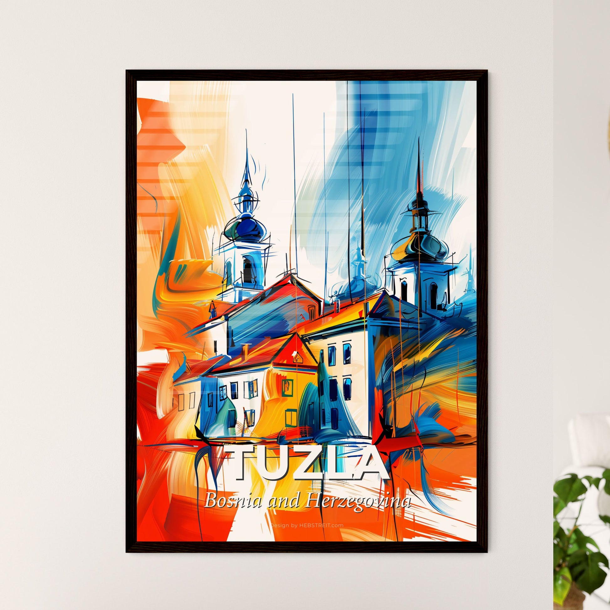 Vibrant Tuzla, Bosnia And Herzegovina - A Painting Of A Building