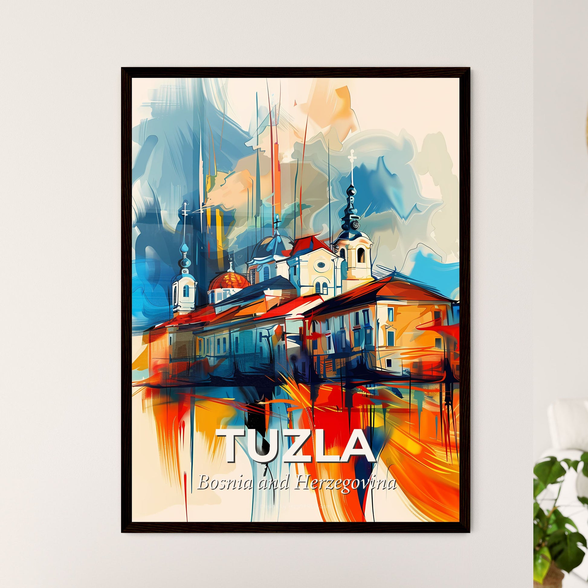 Vibrant Tuzla, Bosnia And Herzegovina - A Painting Of A Building