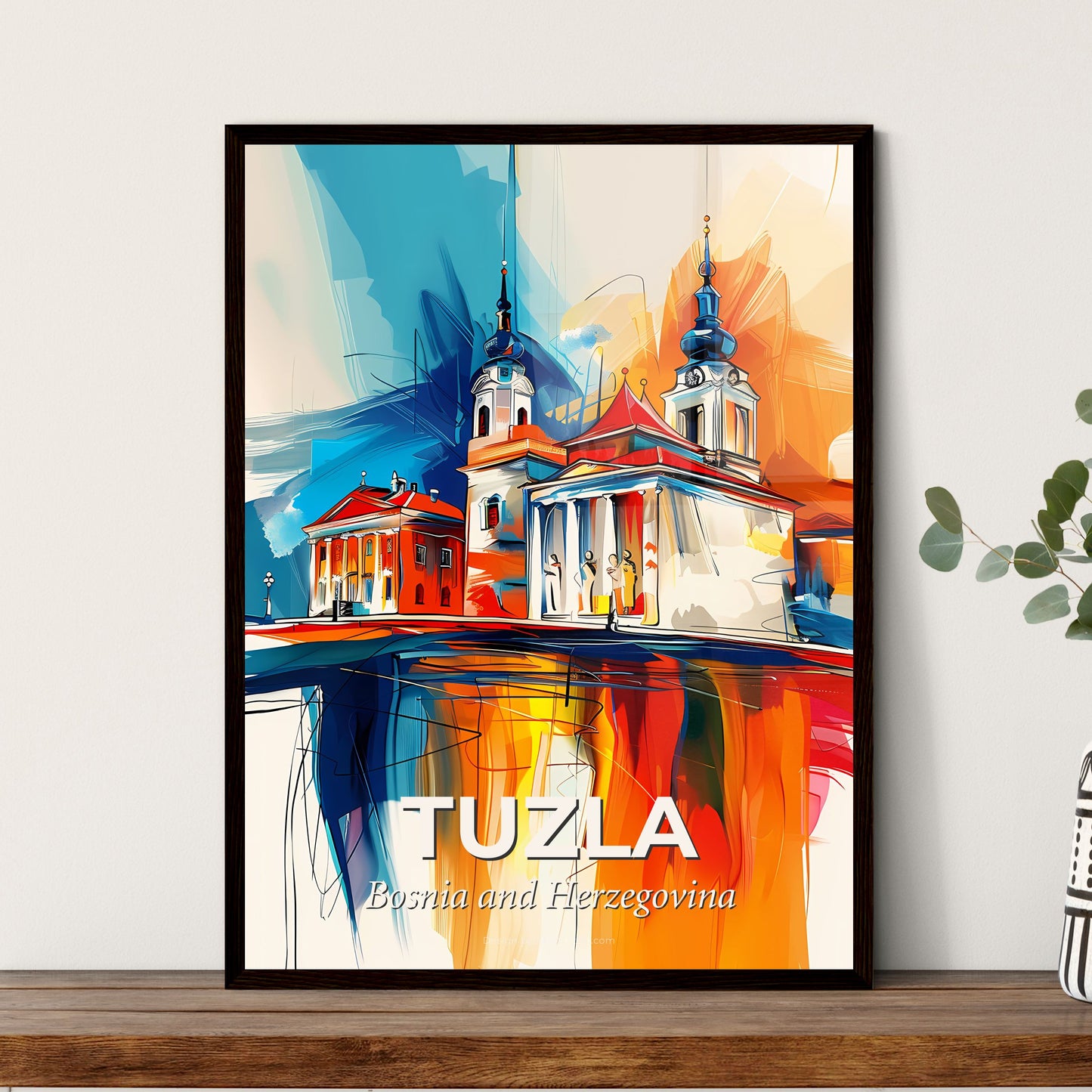 Vibrant Tuzla, Bosnia And Herzegovina - A Painting Of A Building