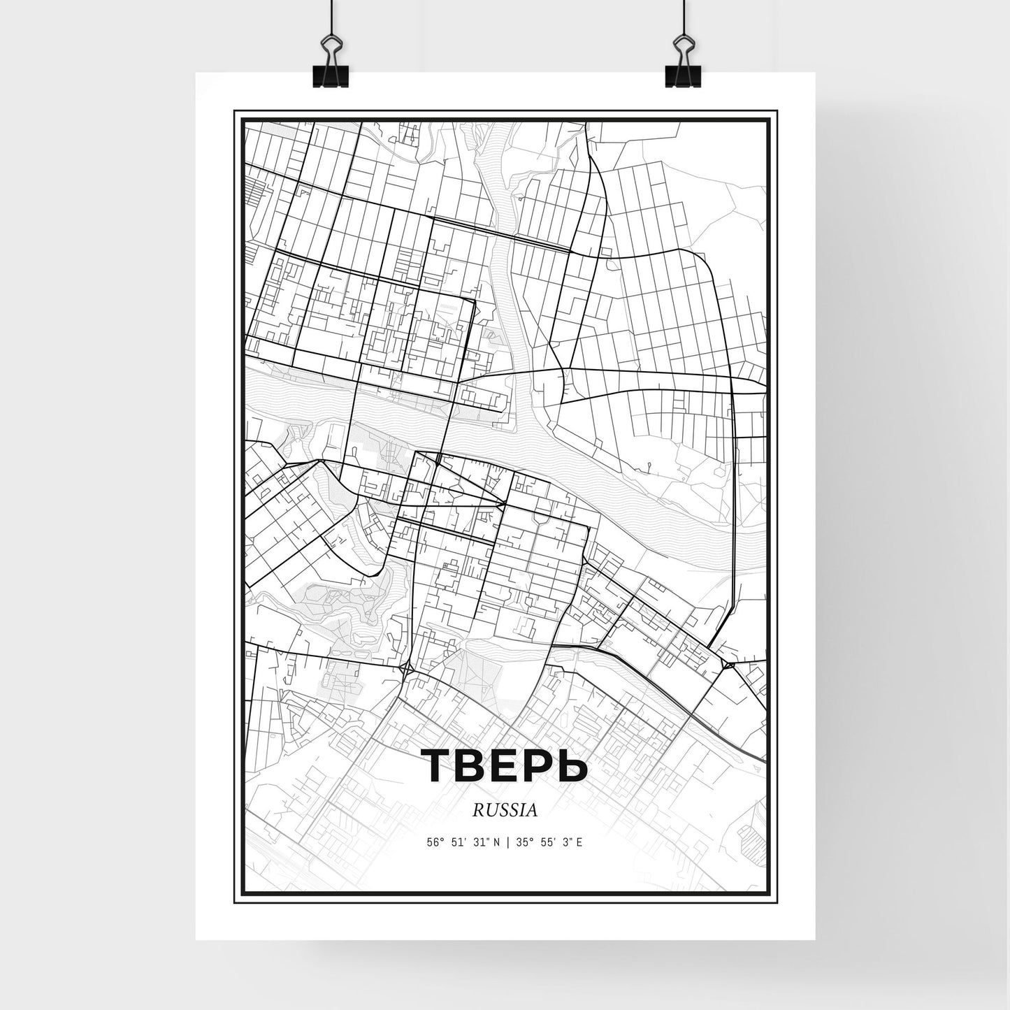 Tver Russia - Premium City Map Poster