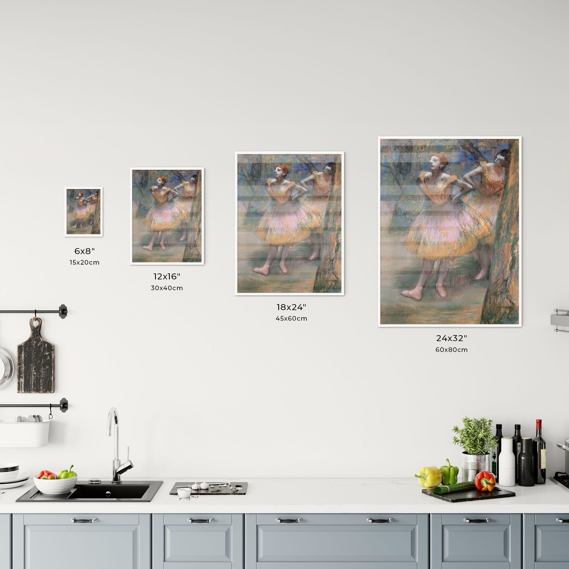 Two Dancers by Edgar Degas Size Chart