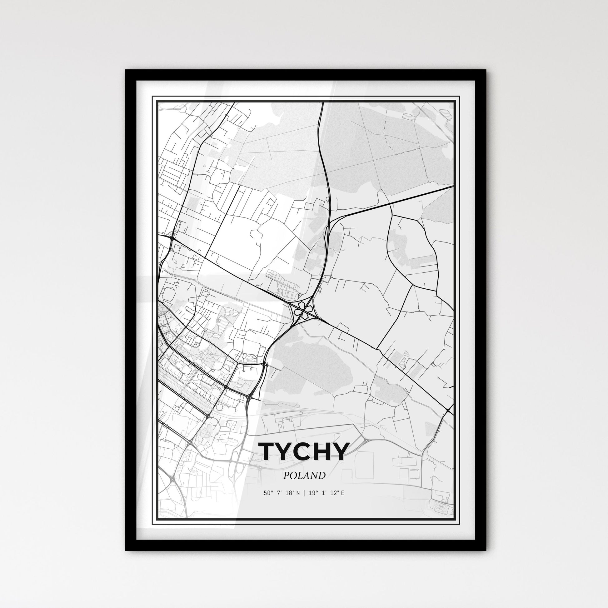 Tychy Poland - Scandinavian Style City Map for Modern Home Decor