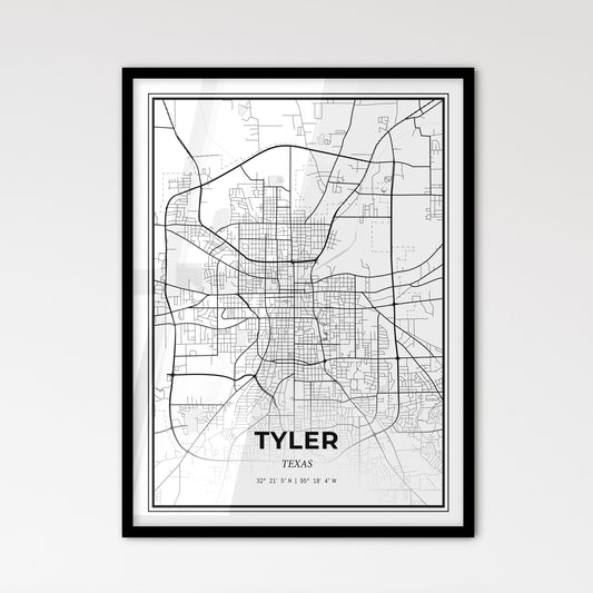 Tyler Texas - Scandinavian Style City Map for Modern Home Decor