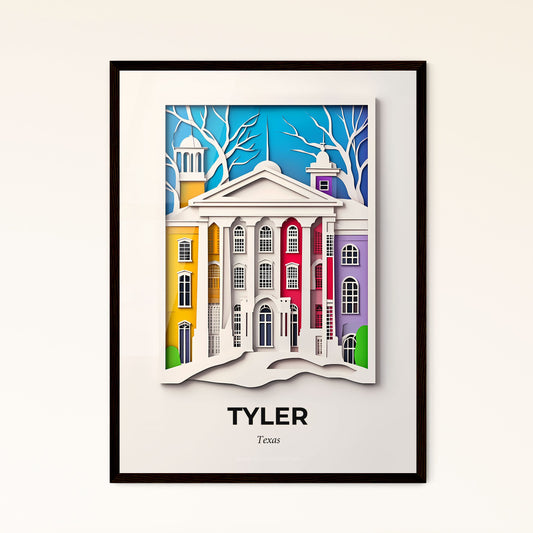 Vivid Tyler, Texas - a paper cut of a building with a clock tower