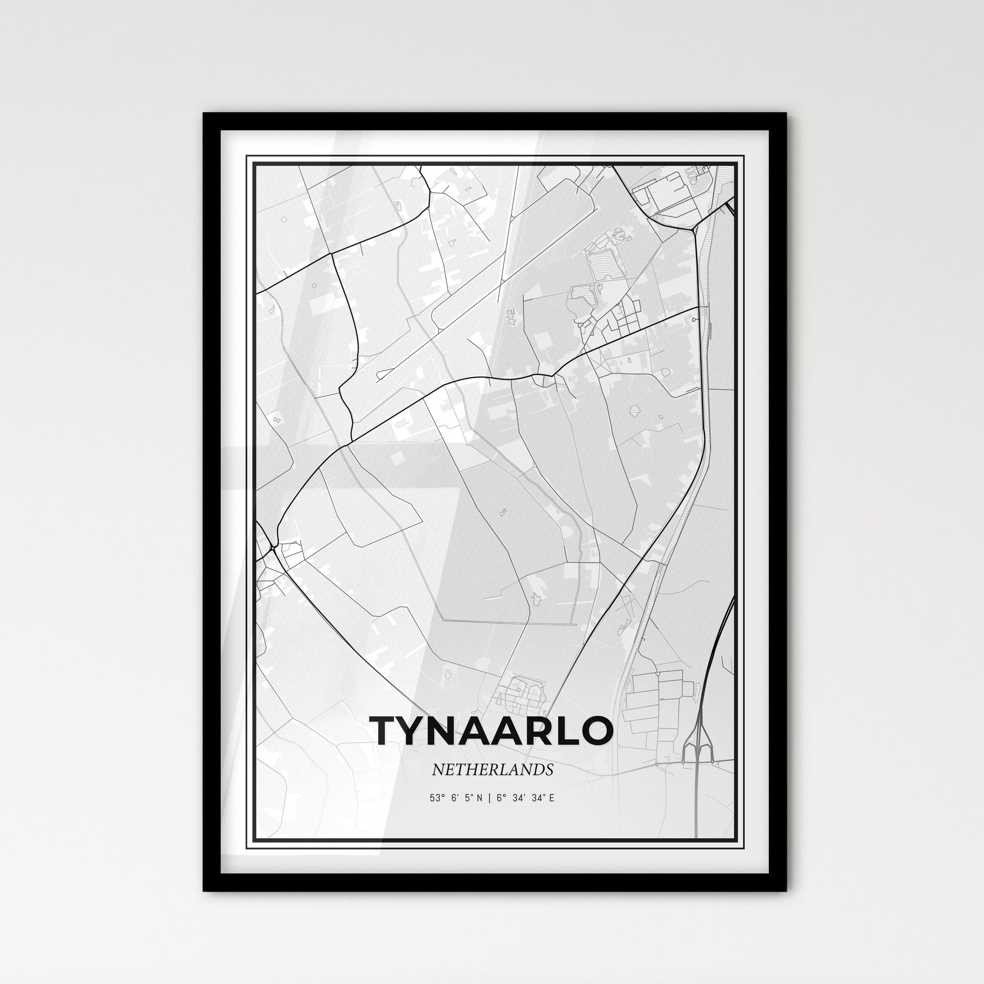  Tynaarlo Netherlands - Scandinavian Style City Map for Modern Home Decor