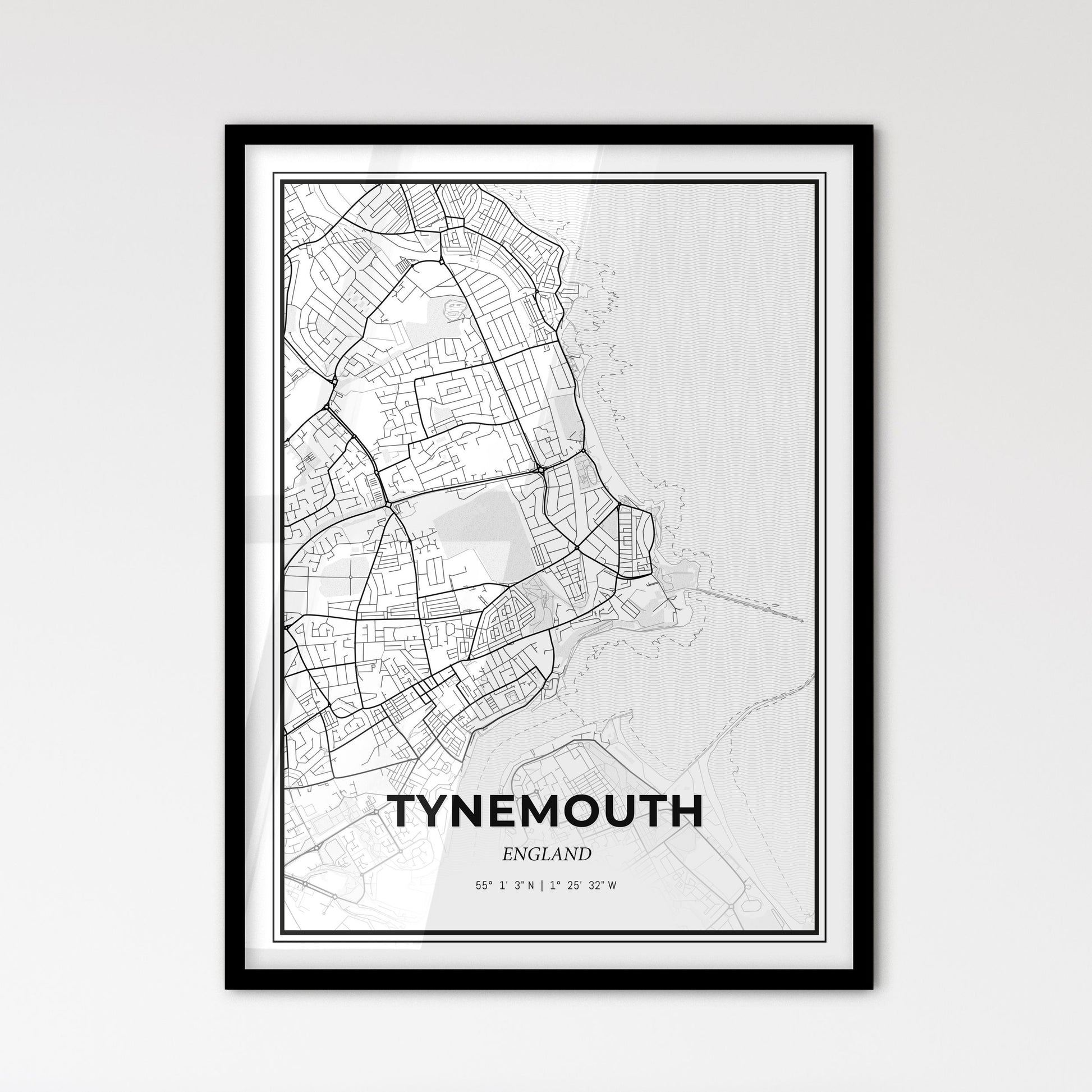 Tynemouth England - Scandinavian Style City Map for Modern Home Decor