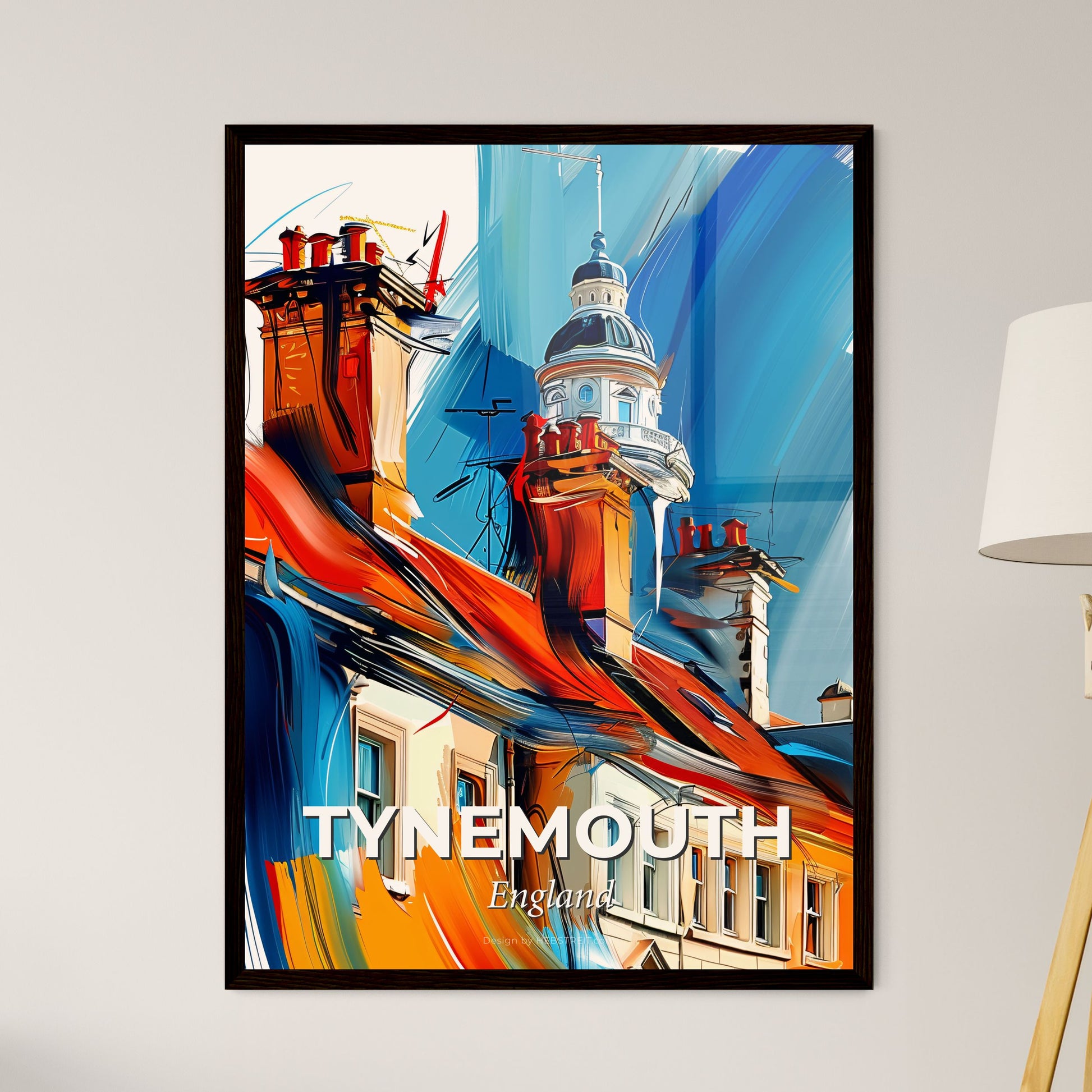 Vibrant Tynemouth, England - A Painting Of A Building With A Tower