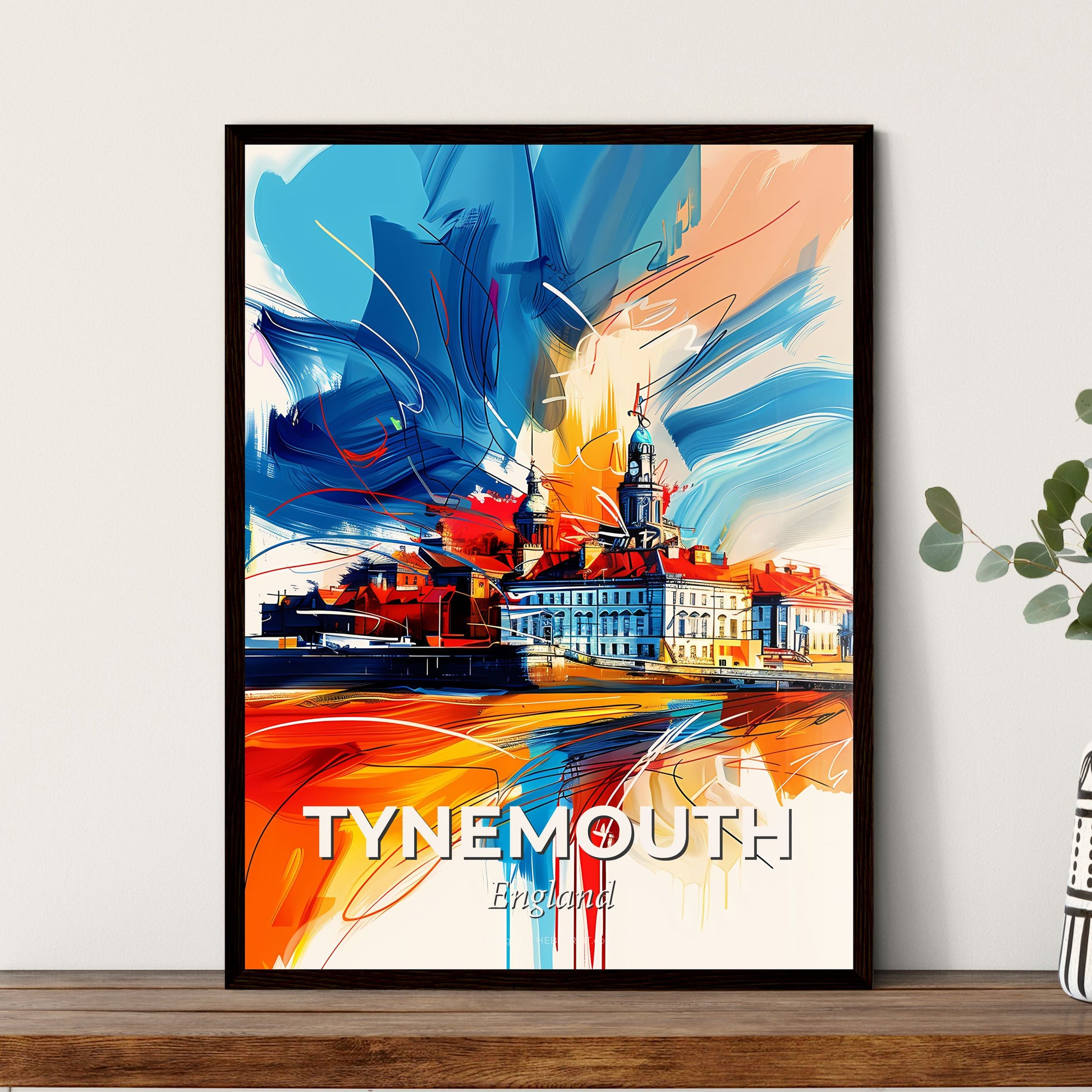 Vibrant Tynemouth, England - A Painting Of A Building