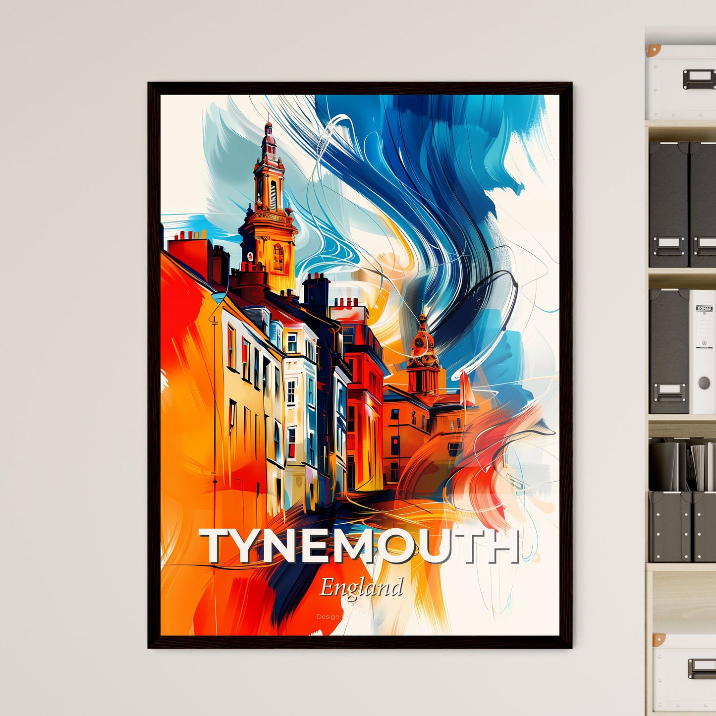 Vibrant Tynemouth, England - A Colorful Painting Of Buildings