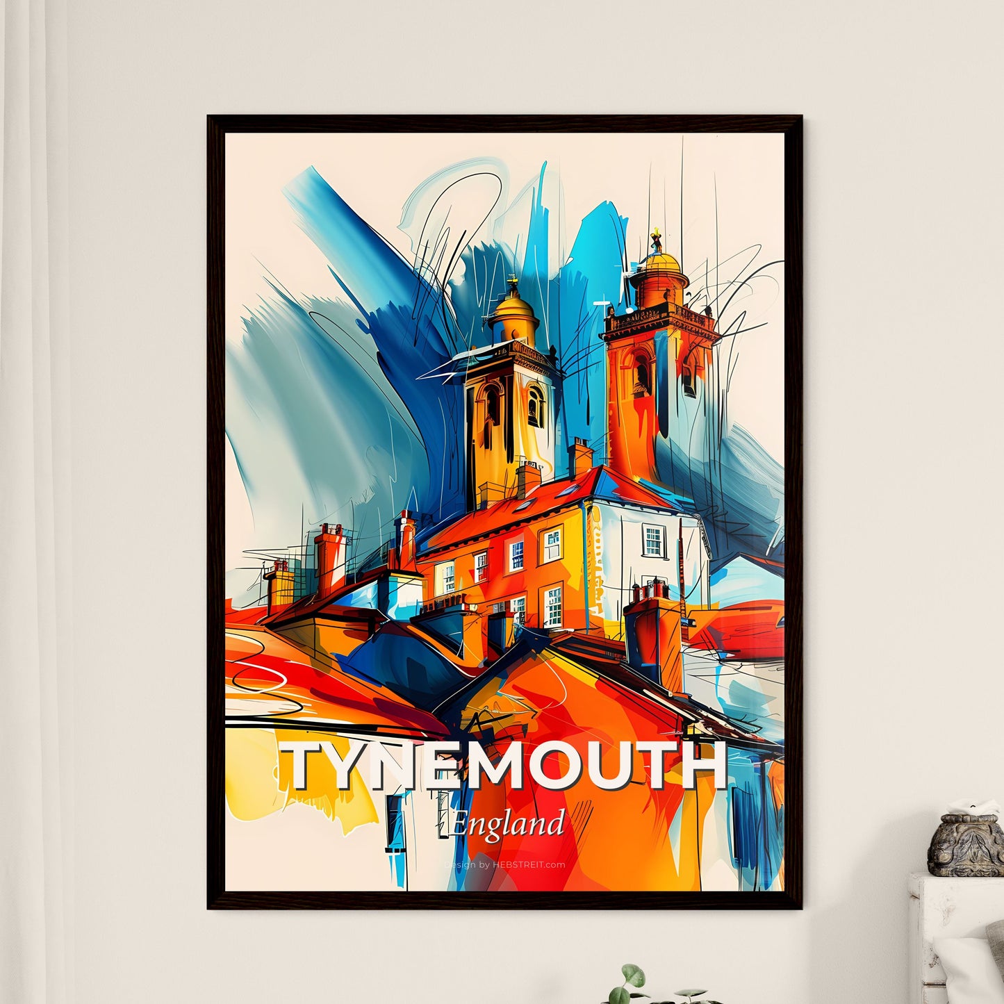 Vibrant Tynemouth, England - A Painting Of A Building