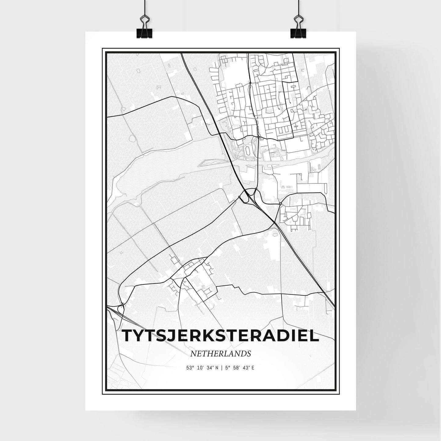  Tytsjerksteradiel Netherlands - Premium City Map Poster