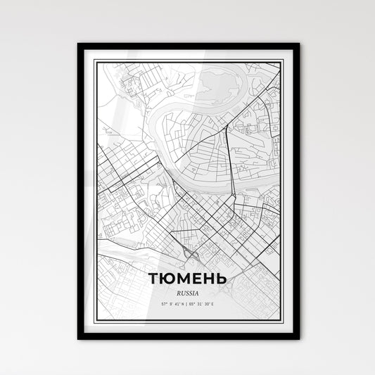 Tyumen Russia - Scandinavian Style City Map for Modern Home Decor