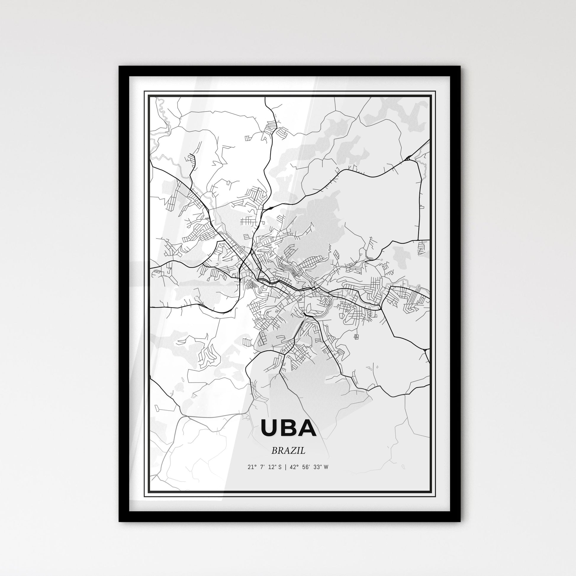 Uba Brazil - Scandinavian Style City Map for Modern Home Decor