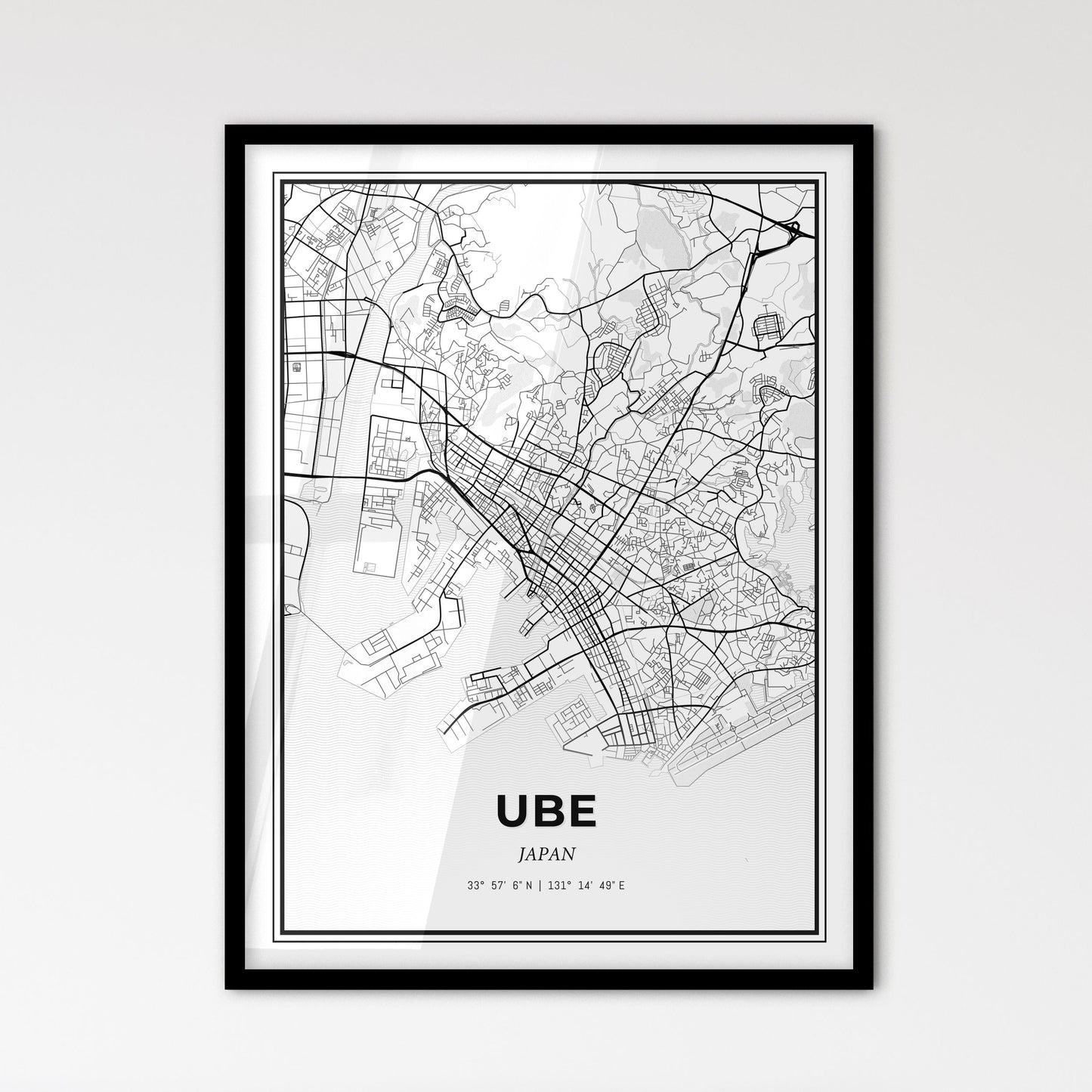 Ube Japan - Scandinavian Style City Map for Modern Home Decor