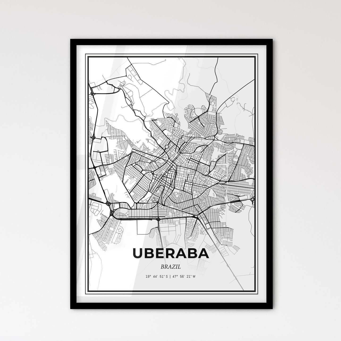 Uberaba Brazil - Scandinavian Style City Map for Modern Home Decor