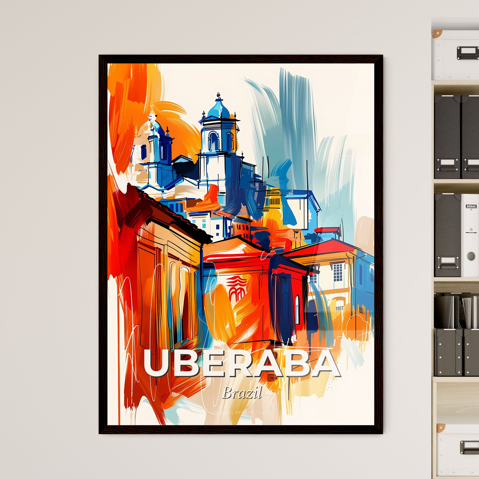 Vibrant Uberaba, Brazil - A Painting Of Buildings And Towers