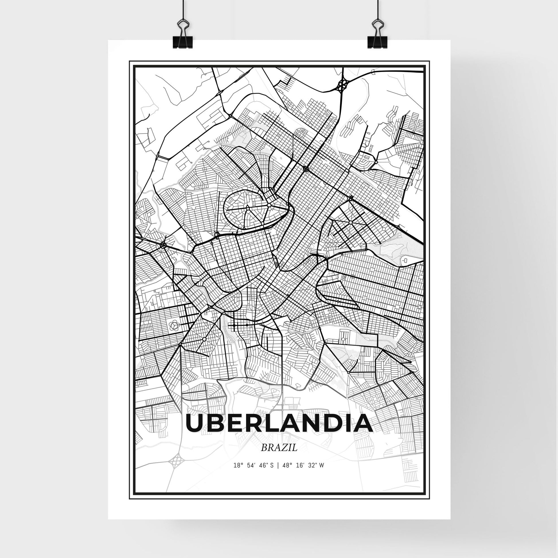 Uberlandia Brazil - Premium City Map Poster