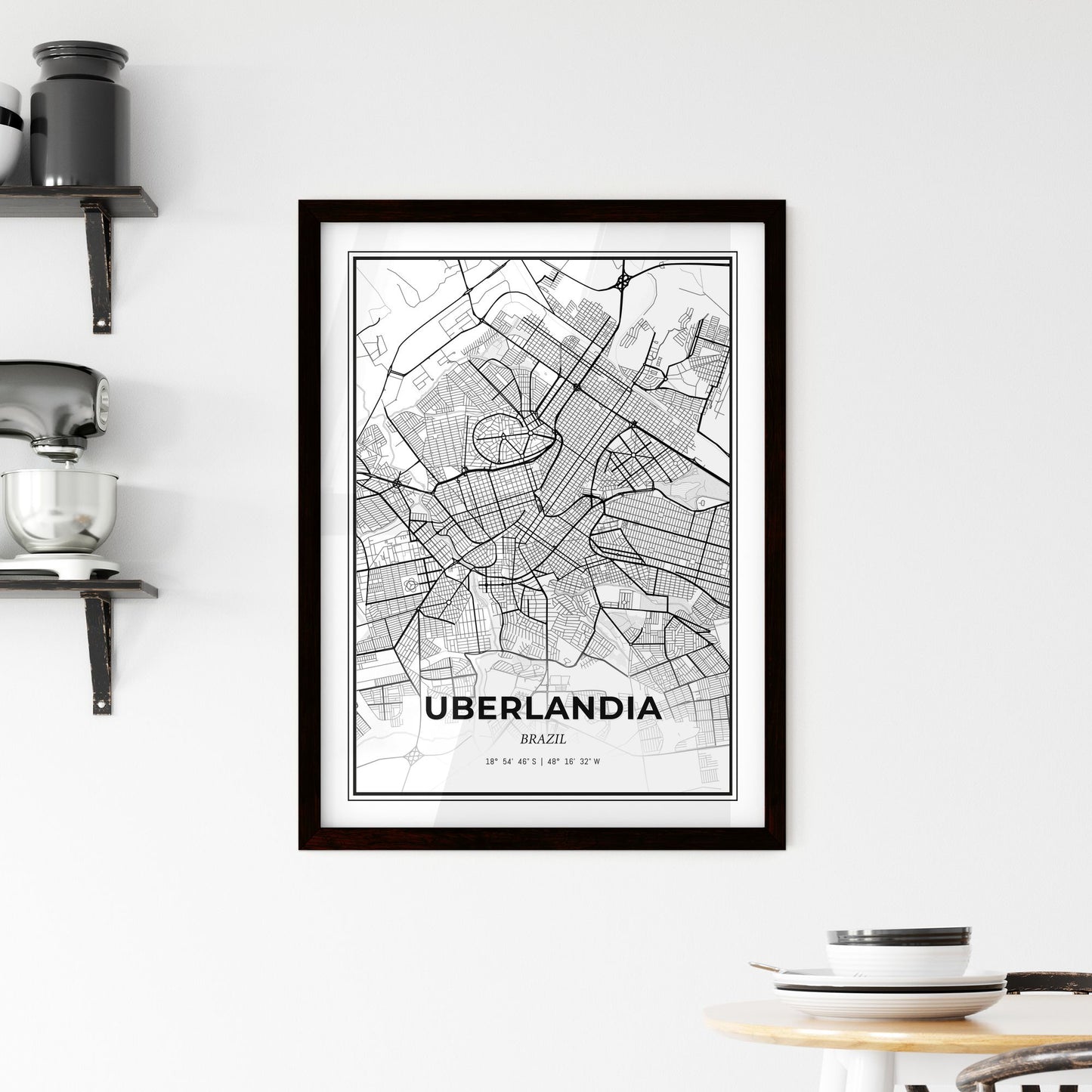 Uberlandia Brazil - Minimal City Map