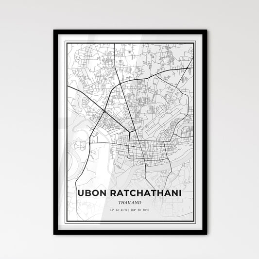 Ubon Ratchathani Thailand - Scandinavian Style City Map for Modern Home Decor