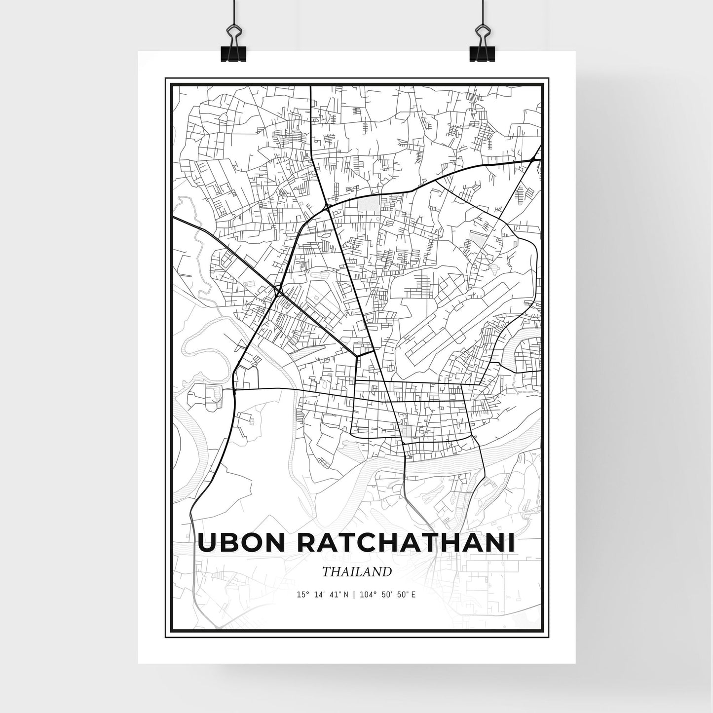 Ubon Ratchathani Thailand - Premium City Map Poster