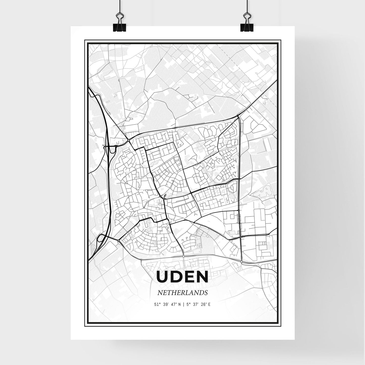  Uden Netherlands - Premium City Map Poster