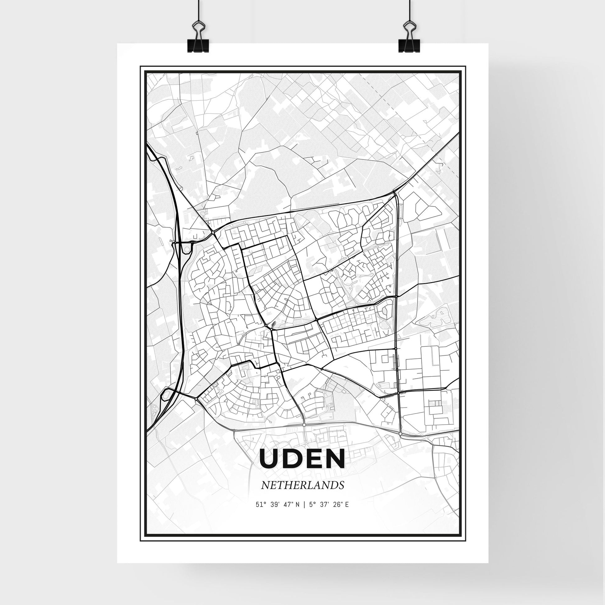  Uden Netherlands - Premium City Map Poster