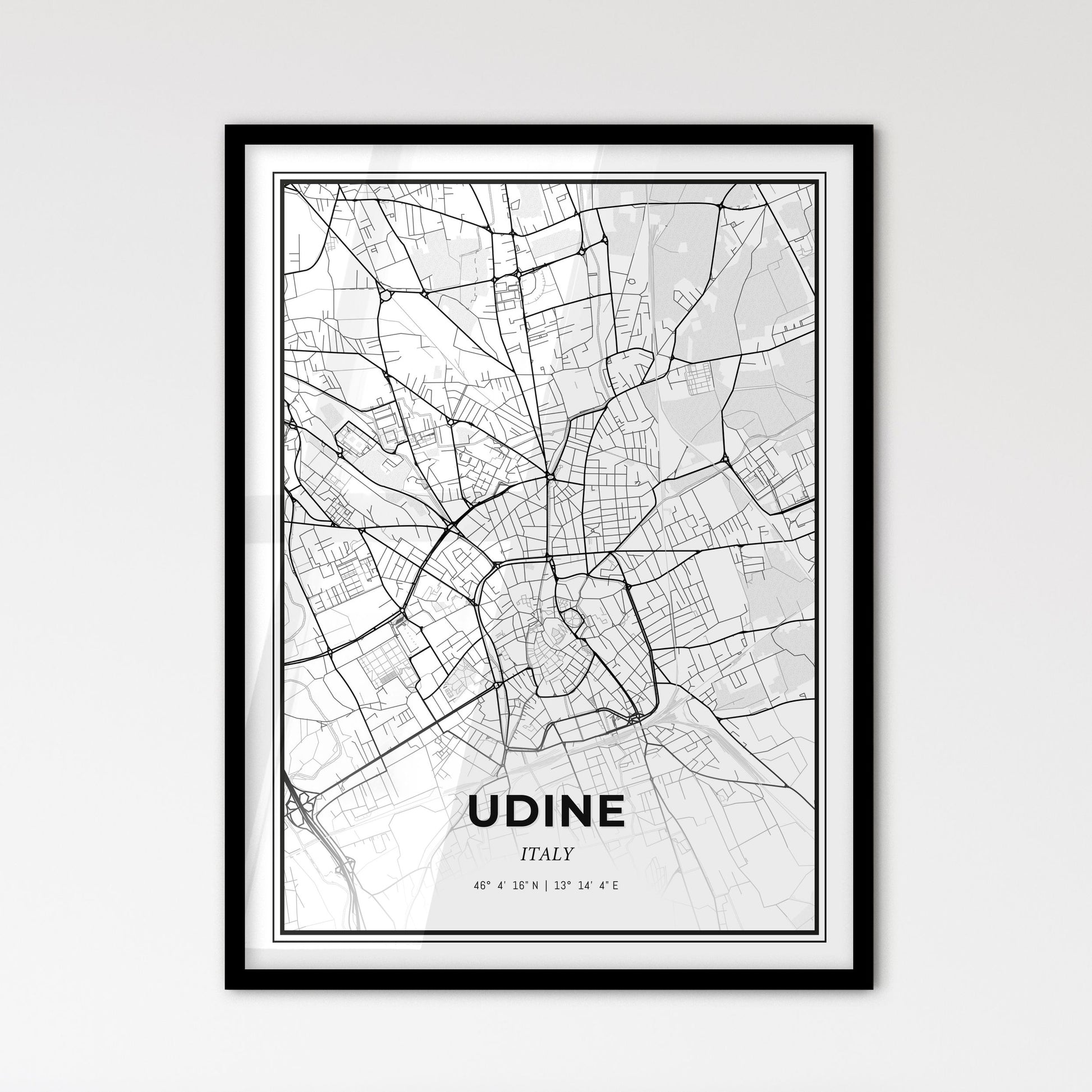 Udine Italy - Scandinavian Style City Map for Modern Home Decor