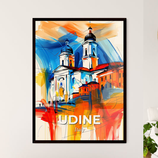 Vibrant Udine, Italy - A Painting Of A Building With A Colorful Background