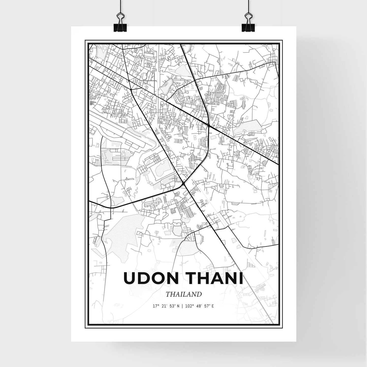 Udon Thani Thailand - Premium City Map Poster