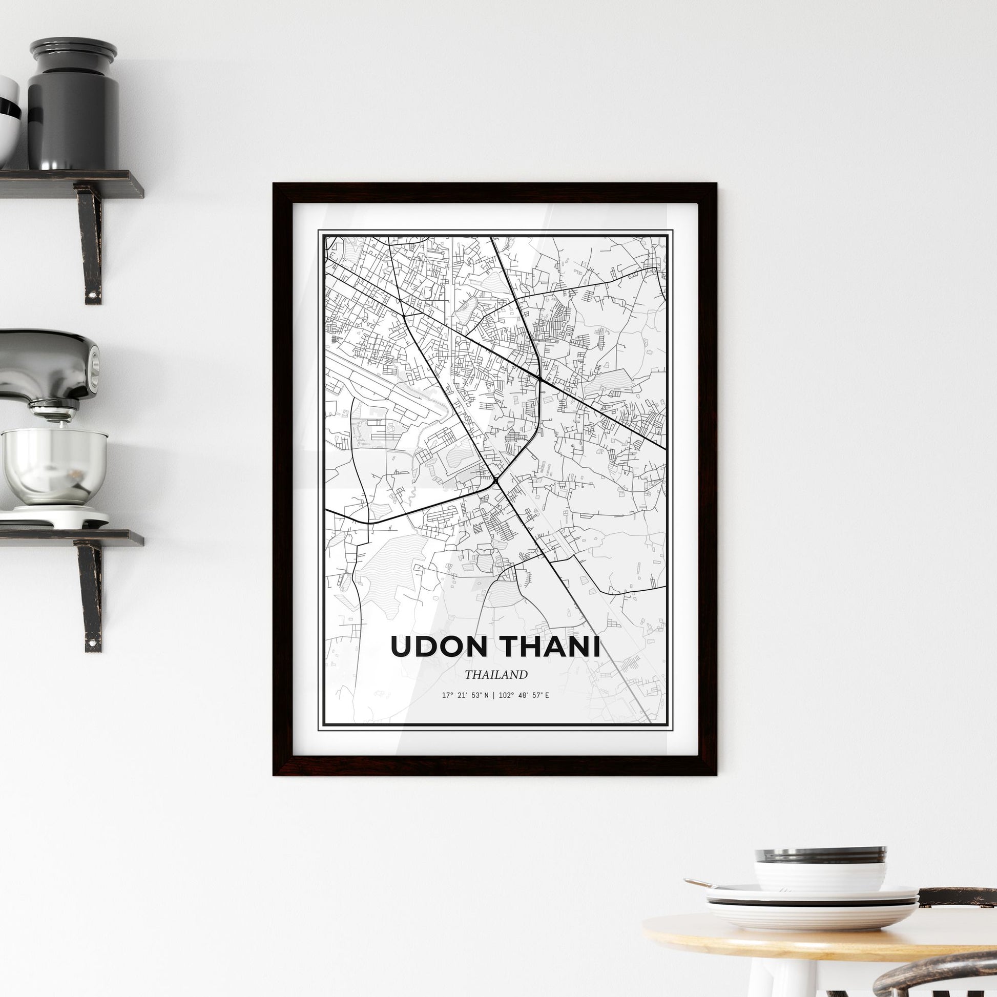 Udon Thani Thailand - Minimal City Map