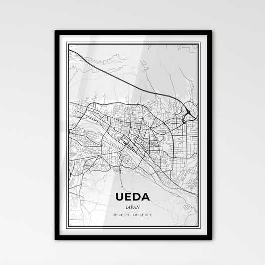 Ueda Japan - Scandinavian Style City Map for Modern Home Decor