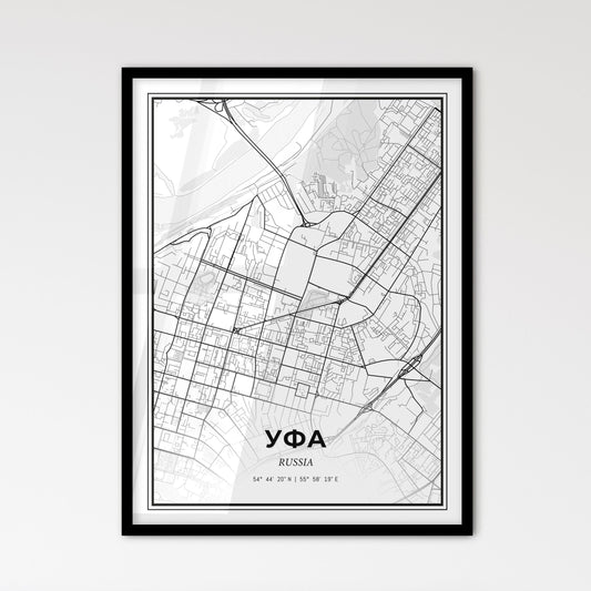 Ufa Russia - Scandinavian Style City Map for Modern Home Decor