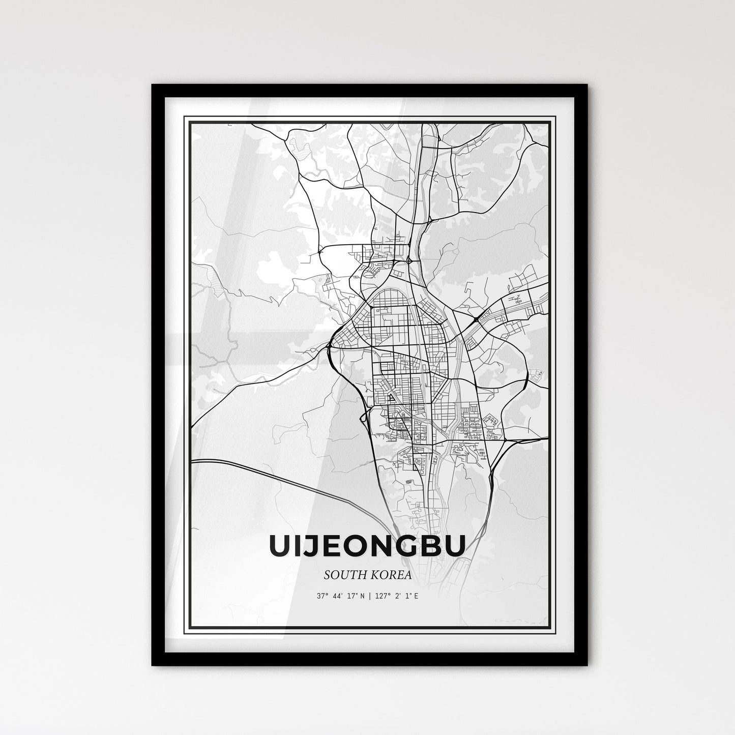 Uijeongbu South Korea - Scandinavian Style City Map for Modern Home Decor