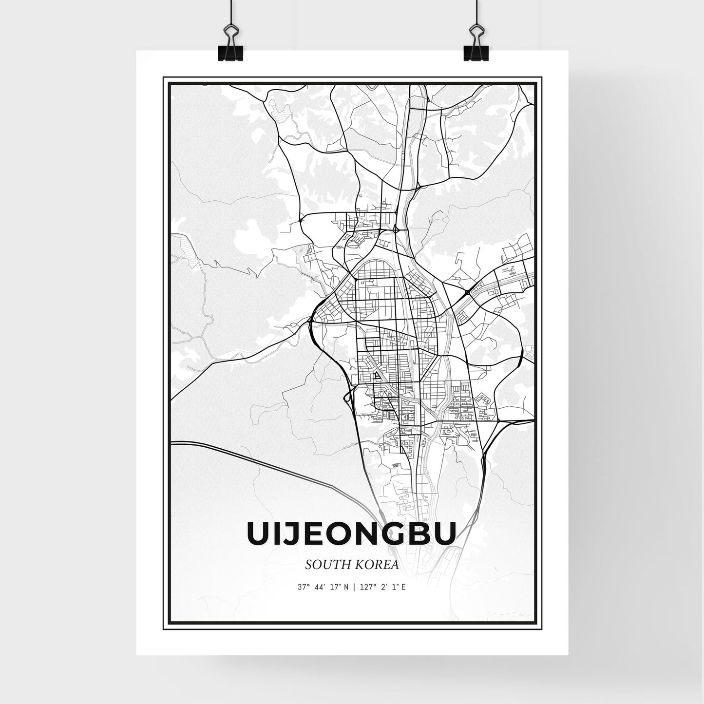 Uijeongbu South Korea - Premium City Map Poster