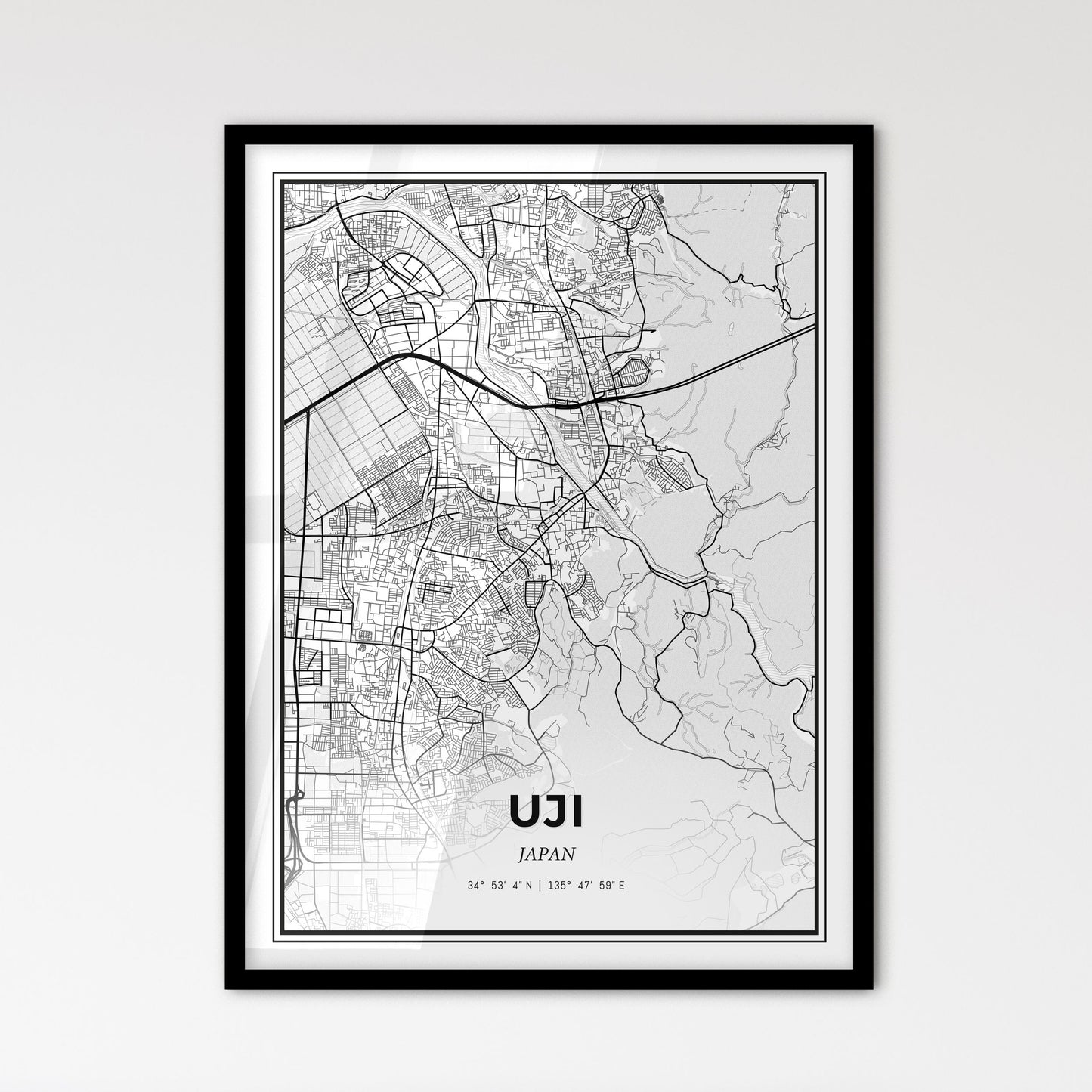 Uji Japan - Scandinavian Style City Map for Modern Home Decor