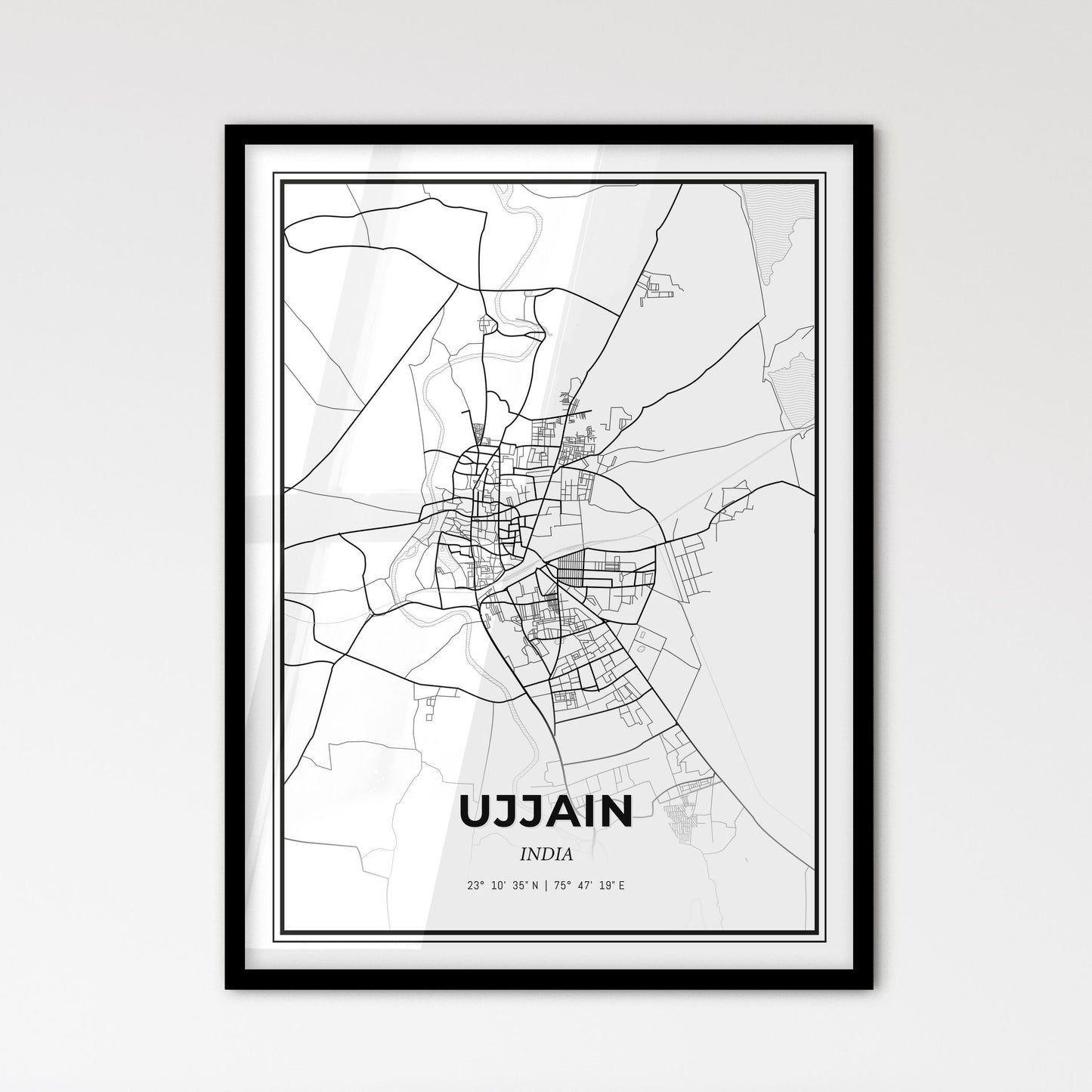 Ujjain India - Scandinavian Style City Map for Modern Home Decor