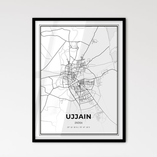 Ujjain India - Scandinavian Style City Map for Modern Home Decor