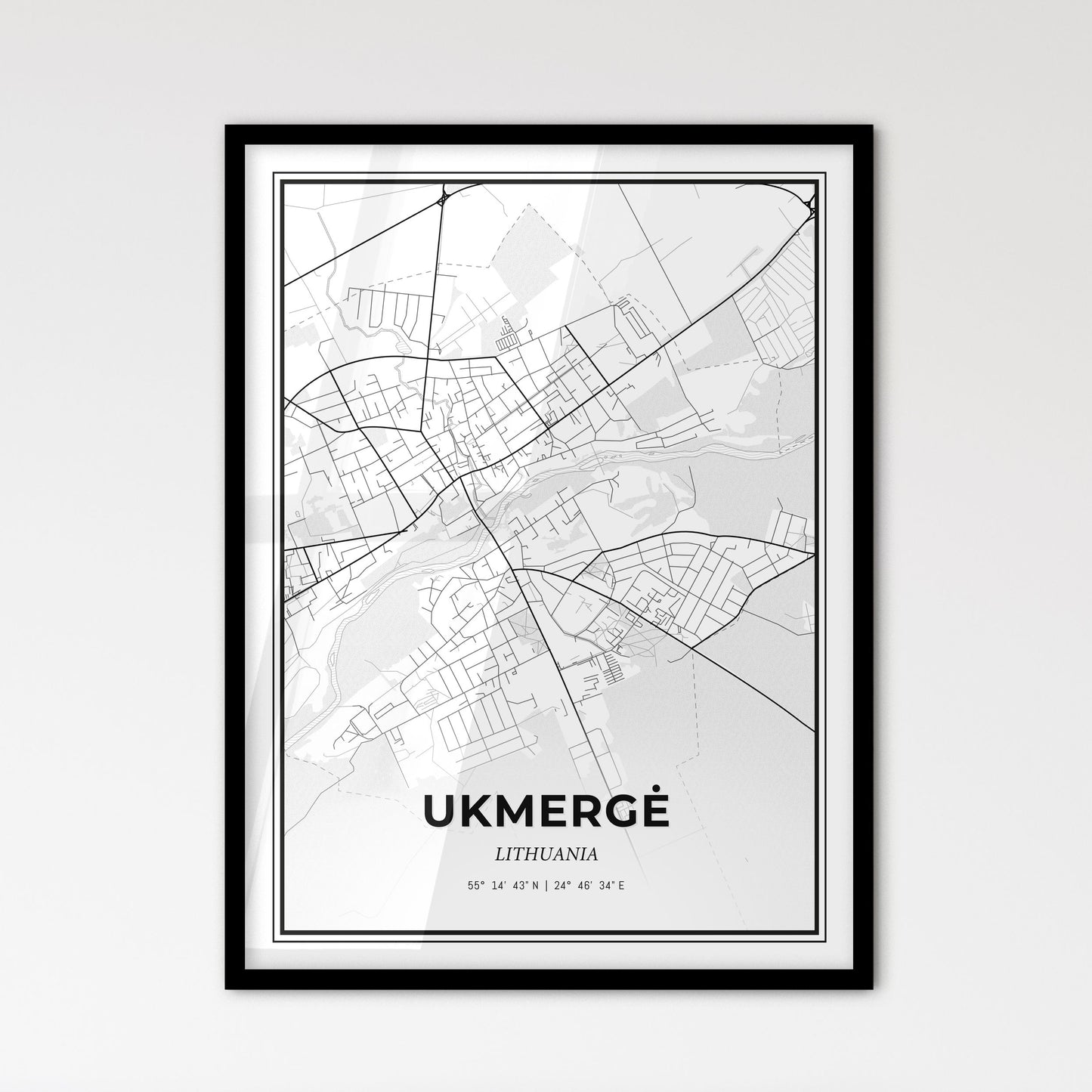 Ukmergė Lithuania - Scandinavian Style City Map for Modern Home Decor