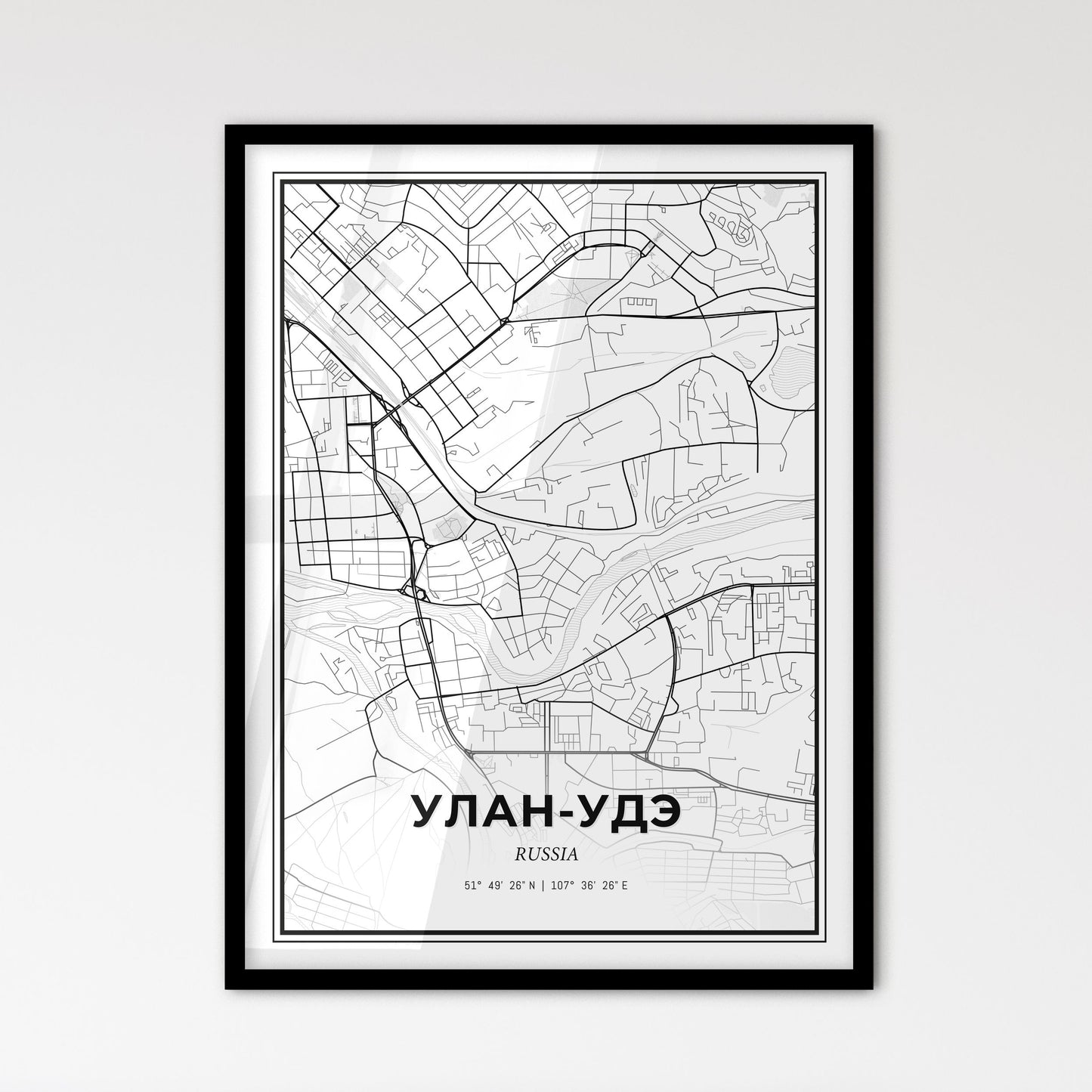 Ulan-Ude Russia - Scandinavian Style City Map for Modern Home Decor