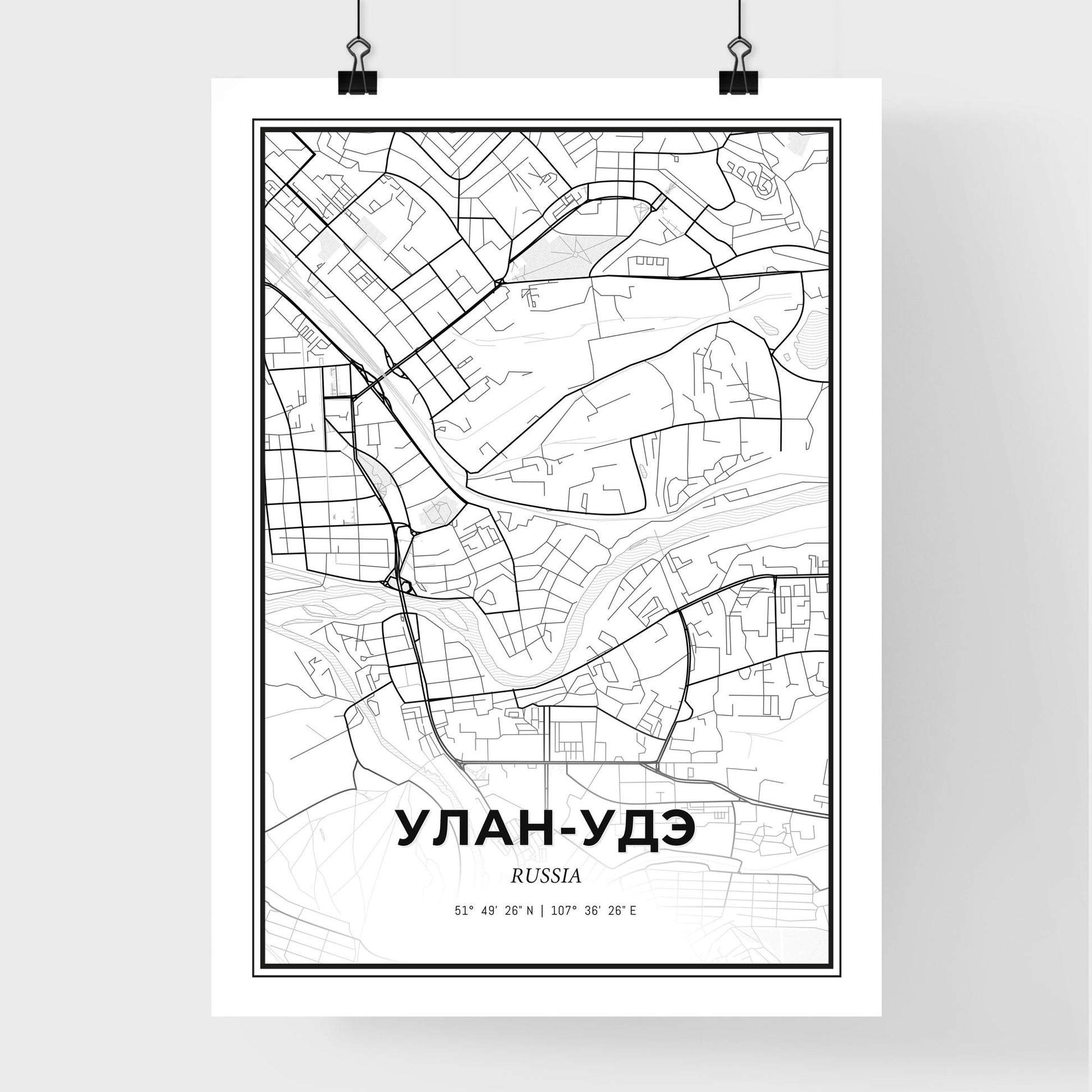 Ulan-Ude Russia - Premium City Map Poster