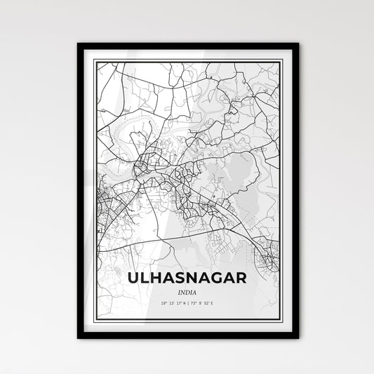 Ulhasnagar India - Scandinavian Style City Map for Modern Home Decor