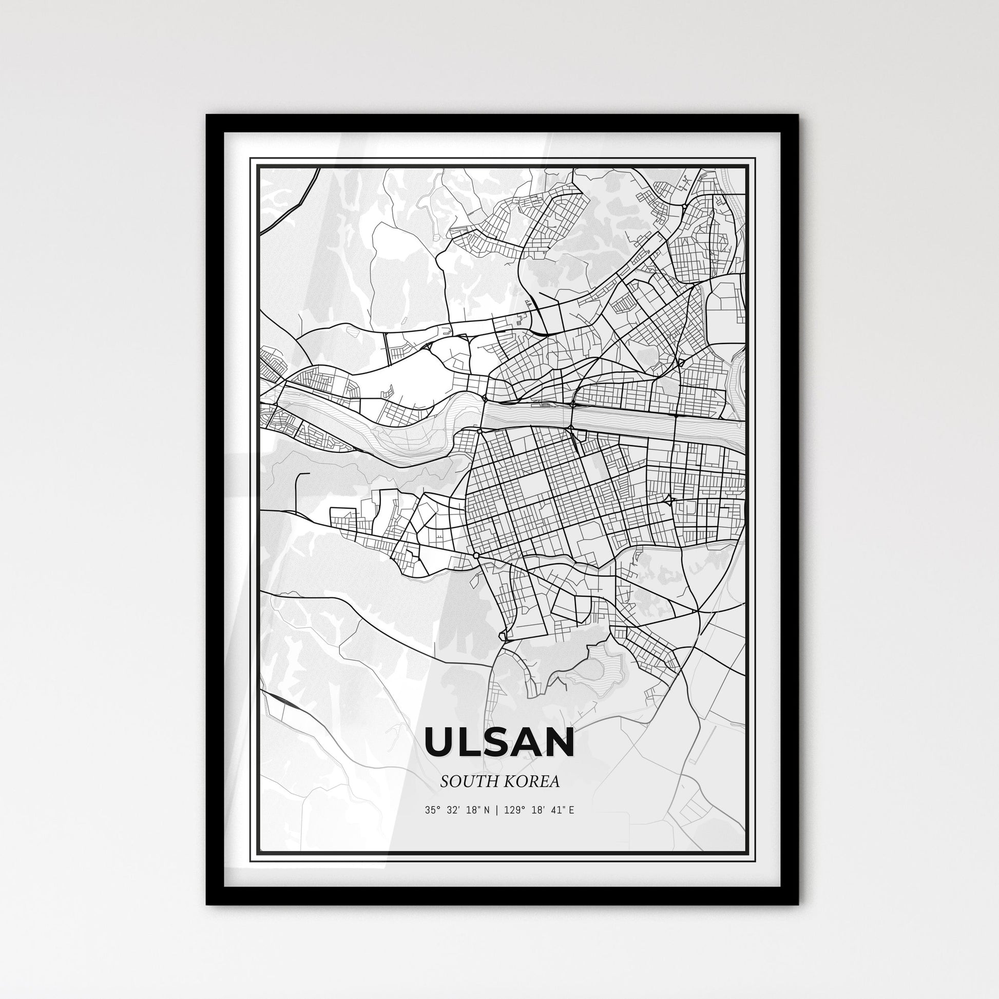 Ulsan South Korea - Scandinavian Style City Map for Modern Home Decor