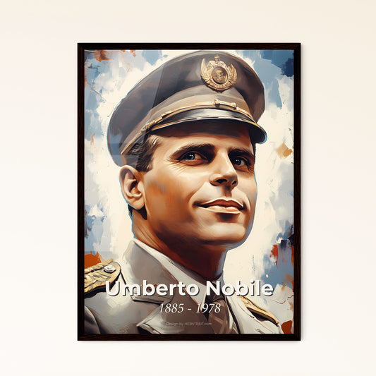 Portrait of Umberto Nobile, 1885 - 1978. Impressionistic painting of a man in a military uniform.