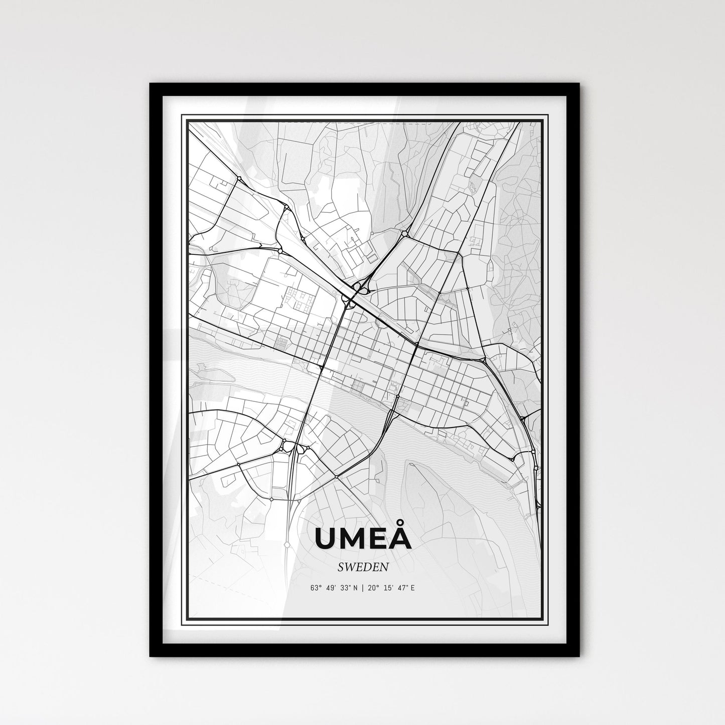 Umeå Sweden - Scandinavian Style City Map for Modern Home Decor