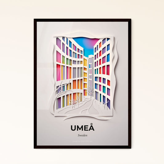 Vivid Umeå, Sweden - a paper cut of a city with a bird on a tree