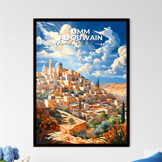 Expressive Cityscape Painting of Umm al-Quwain United Arab Emirates Skyline on a Hilltop Default Title